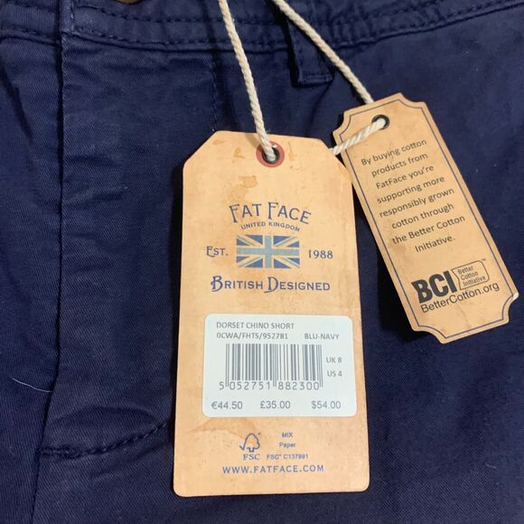 BOGO FREE! FAT FACE DORSET Womens Cotton/Elastane Chino Shorts Navy Blue Sz 4 - Picture 8 of 12